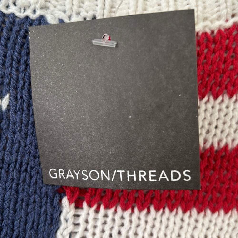 Grayson Threads American Flag Long Sleeve Lightweight Knit Sweater - Picture 10 of 15